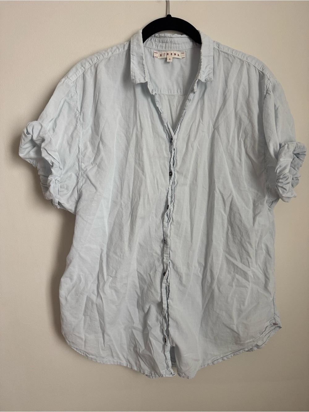 Xirena Skylight Channing Shirt Light Blue Small Short Sleeve Button Down